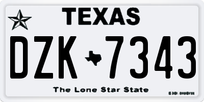 TX license plate DZK7343