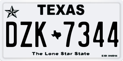 TX license plate DZK7344