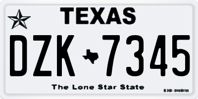TX license plate DZK7345