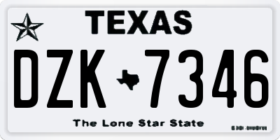 TX license plate DZK7346
