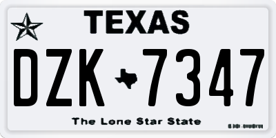 TX license plate DZK7347
