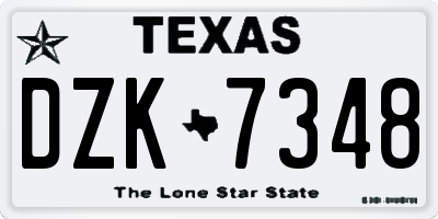 TX license plate DZK7348