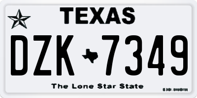 TX license plate DZK7349
