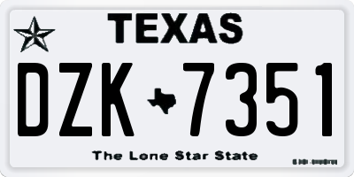 TX license plate DZK7351