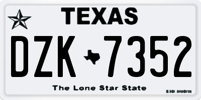 TX license plate DZK7352