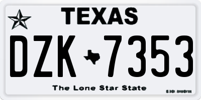 TX license plate DZK7353
