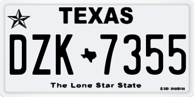 TX license plate DZK7355