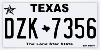 TX license plate DZK7356