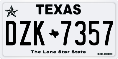 TX license plate DZK7357
