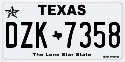 TX license plate DZK7358