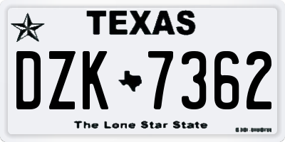 TX license plate DZK7362