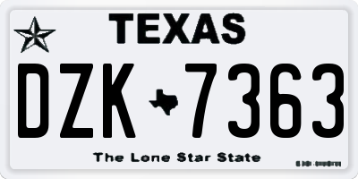 TX license plate DZK7363