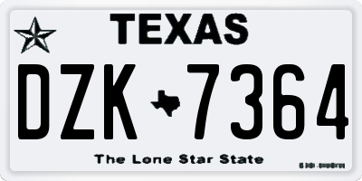 TX license plate DZK7364