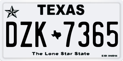TX license plate DZK7365