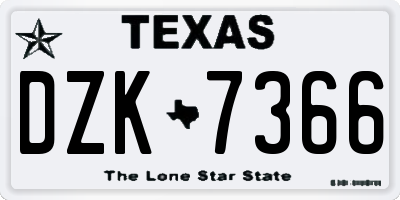 TX license plate DZK7366