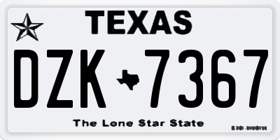 TX license plate DZK7367