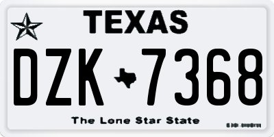 TX license plate DZK7368