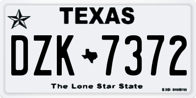 TX license plate DZK7372