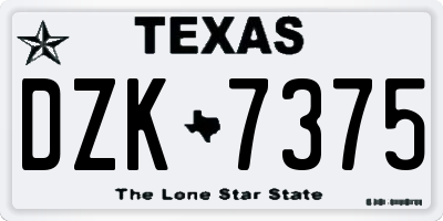 TX license plate DZK7375