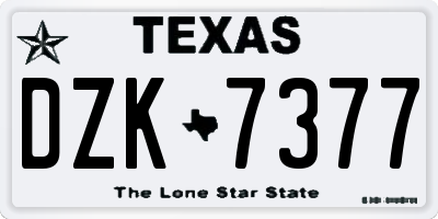 TX license plate DZK7377