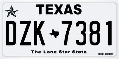 TX license plate DZK7381