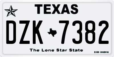 TX license plate DZK7382