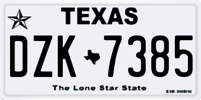 TX license plate DZK7385