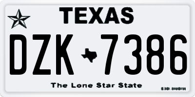 TX license plate DZK7386