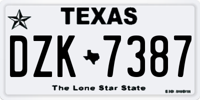 TX license plate DZK7387