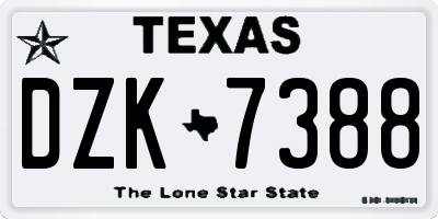 TX license plate DZK7388