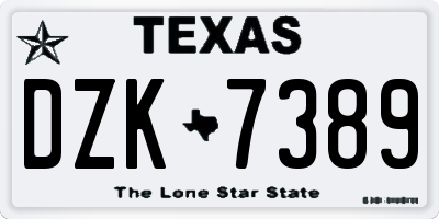 TX license plate DZK7389