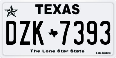 TX license plate DZK7393
