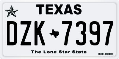 TX license plate DZK7397