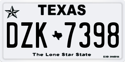 TX license plate DZK7398