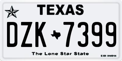 TX license plate DZK7399