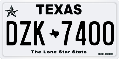 TX license plate DZK7400