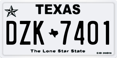 TX license plate DZK7401