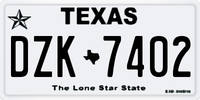 TX license plate DZK7402