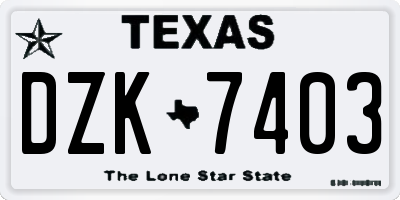 TX license plate DZK7403