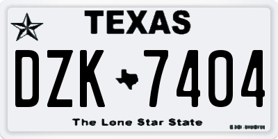 TX license plate DZK7404