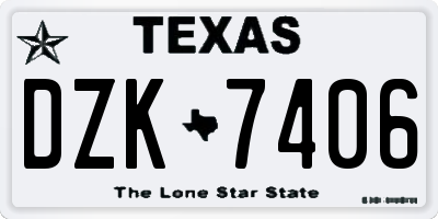 TX license plate DZK7406