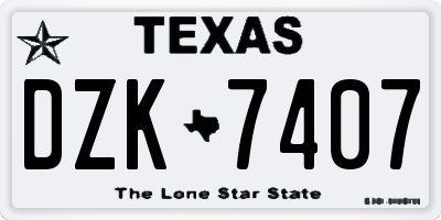 TX license plate DZK7407