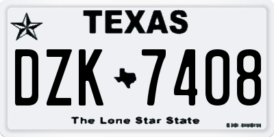 TX license plate DZK7408