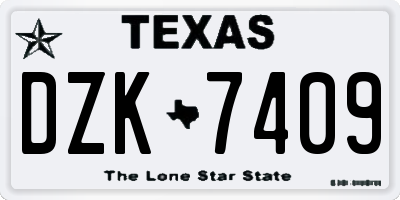 TX license plate DZK7409