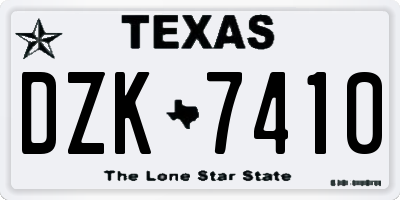TX license plate DZK7410