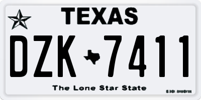 TX license plate DZK7411