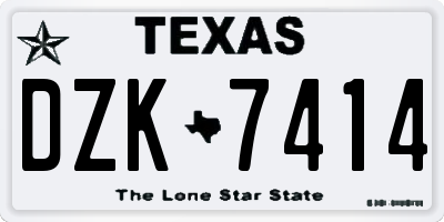 TX license plate DZK7414