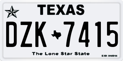 TX license plate DZK7415