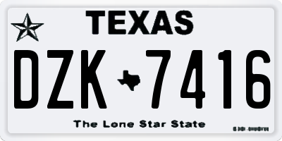 TX license plate DZK7416