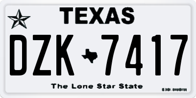 TX license plate DZK7417